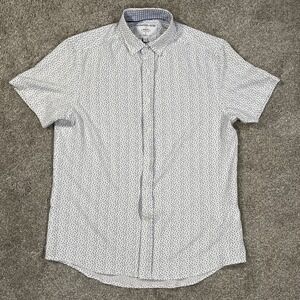 International Report Mens Button Down Shirt Size M Geometric White 4 Way Stretch